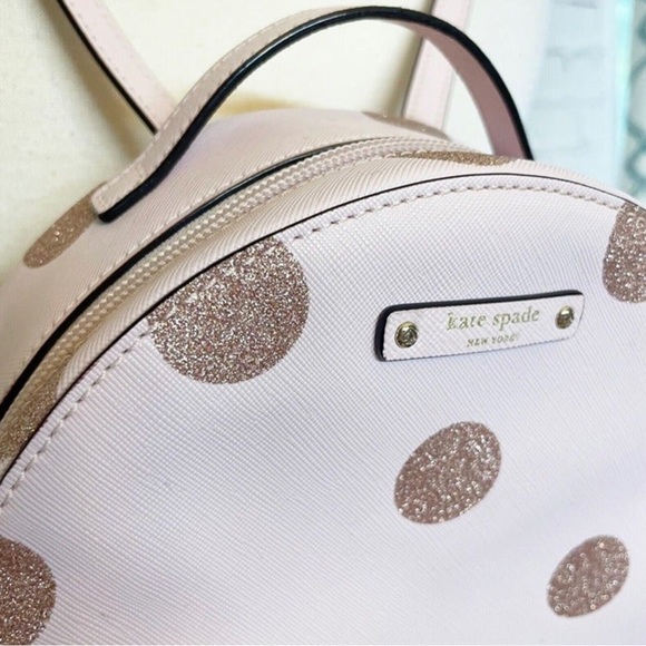 Kate Spade Haven Lane Sammi Backpack WKRU4790 Pink Glitter Dot Coated Canvas - Picture 4 of 10